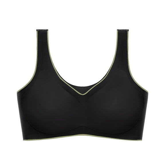 Women's Padded Sports Bras Seamless Wireless Comfort Sleeping Bra Smoothing Workout Push Up Bralette for Teen Big Girls, Black, XL