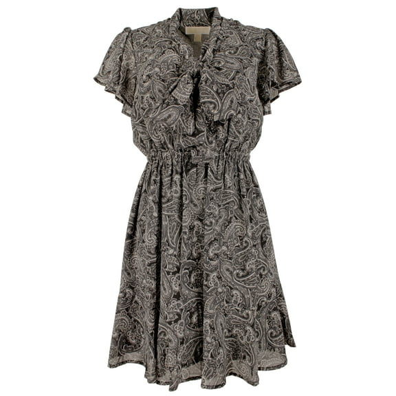 Women's Paisley Cap Sleeve Tie Neck Dress Mgy X-Large
