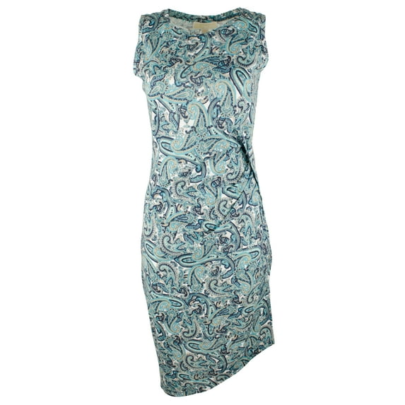 Women's Paisley Crew Neck Drape Sleeveless Dress Large