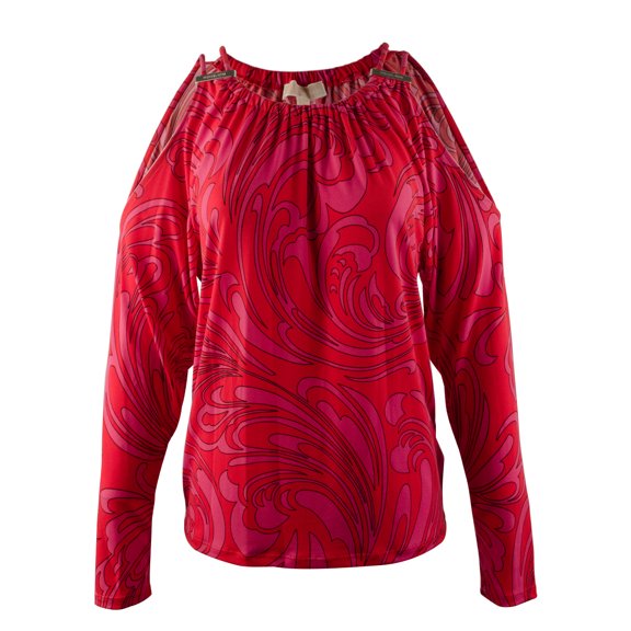 Women's Paisley Double Strap Cold Shoulder Shirt Top