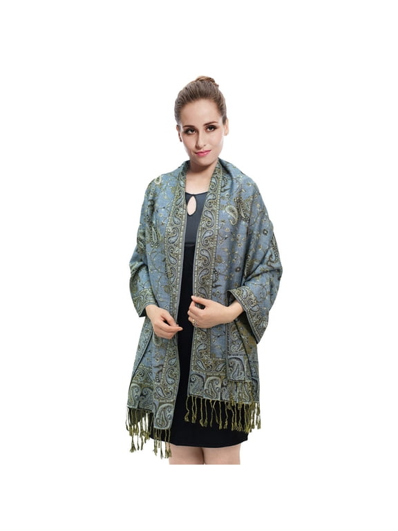 Women's Paisley Pashmina Double Sided Wrap Scarf Stole