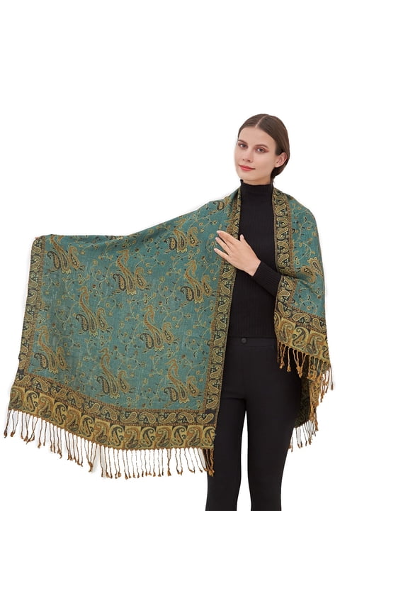 Women's Paisley Pashmina Double Sided Wrap Scarf Stole