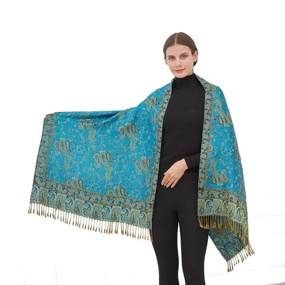 Women's Paisley Pashmina Double Sided Wrap Scarf Stole