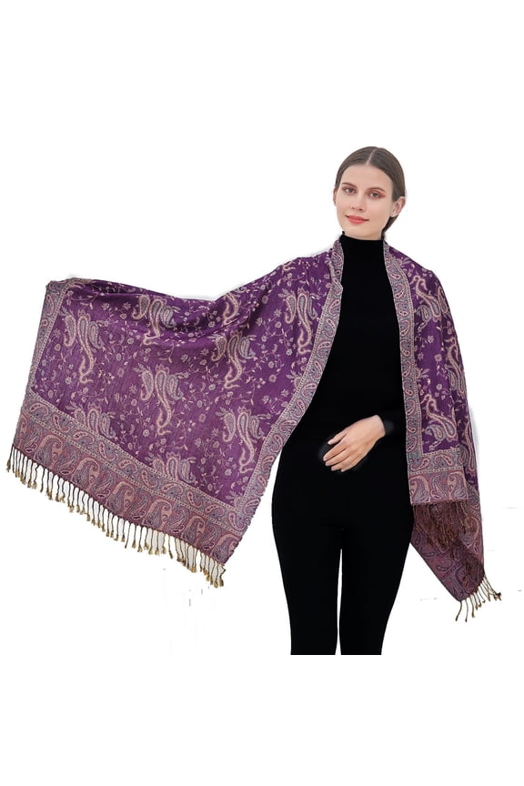 Women's Paisley Pashmina Double Sided Wrap Scarf Stole