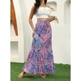 thumbnail image 1 of Women's Paisley Print Maxi Skirt Casual High Waist Tiered Ruffle Skirt Summer Boho Flowy Skirts S-2XL, 1 of 8