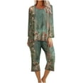 thumbnail image 1 of Women's Pajama Casual Long Sleeve Shirt and Capri Pants Sleepwear Pjs Sets with Pockets Lounge Sets, 1 of 5