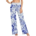 thumbnail image 1 of Women's Pajama Pants Blue Floral Comfy Stretch Sleepwear Essentials womens Lightweight Lounge Terry Pajama Pant, Medium, 1 of 7