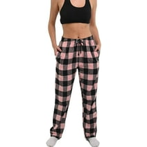 Women's Pajama Pants - Comfy Cotton Drawstring Plaid Lounge & Sleep Bottoms Blush Black, XX-Large