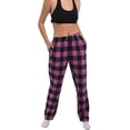thumbnail image 1 of Women's Pajama Pants - Comfy Cotton Drawstring Plaid Lounge & Sleep Bottoms Fushcia Black, X-Large, 1 of 3