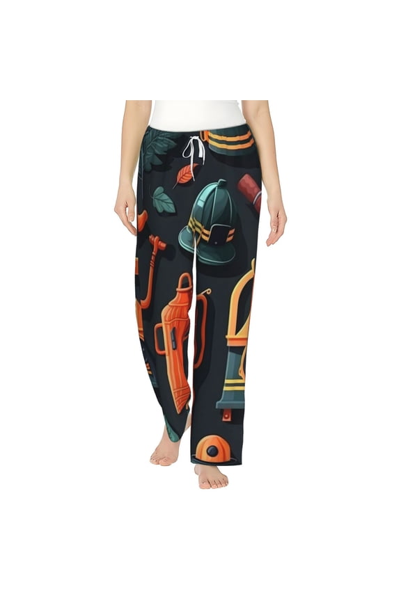 Women's Pajama Pants Comfy Sleep Lounge Bottoms Pockets, Firefighting Items Firefighter Fire Fighter