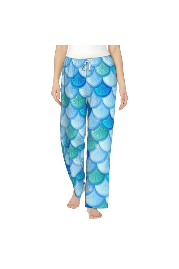 Women's Pajama Pants Comfy Sleep Lounge Bottoms Pockets, Fish Scale Pattern