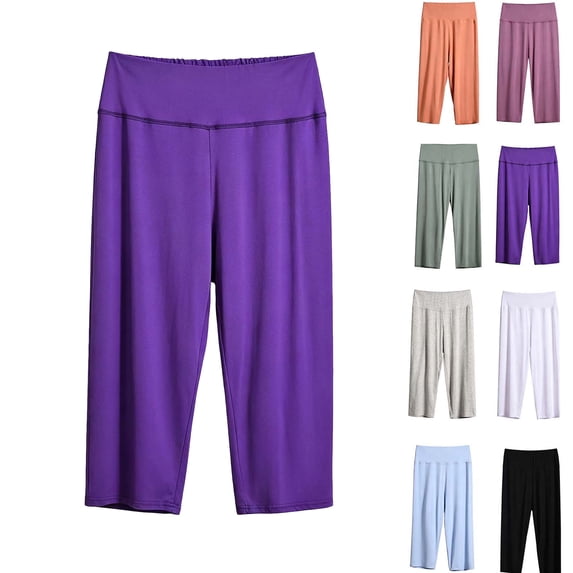 Women's Pajama Pants Dqueduo Women's Fashion Regular Waist Comfy Casual Exercise Pajama Pants Shorts Rayon Blend Loungewear Purple XXXXL