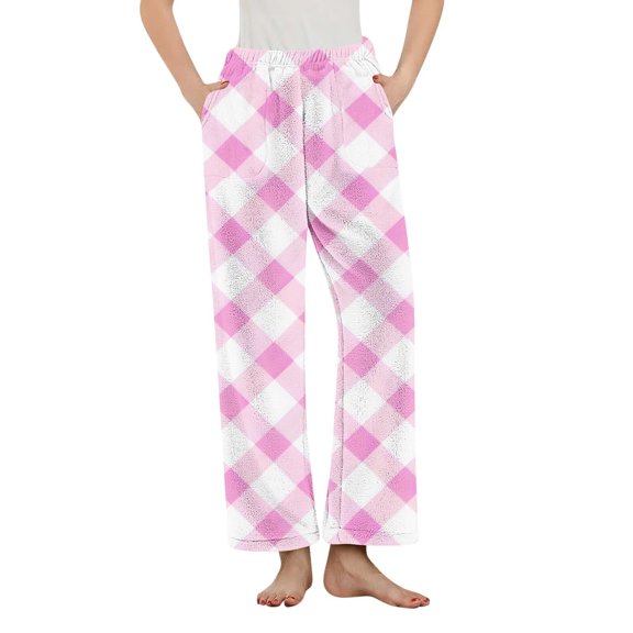 Women's Pajama Pants Elastic High Waist Straight Leg Loose Soft Cozy Casual Print Graphic Sleepwear Pant (S, Hot Pink)