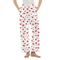 Women's Pajama Pants Elastic High Waist Straight Leg Loose Soft Cozy Casual Print Graphic Sleepwear Pant (XL, Red)