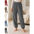 thumbnail image 1 of Women's Pajama Pants Heart Embossed Fleece Pant High Waisted Jogger Lounge Bottoms Warm Winter Sleepwear, 1 of 10