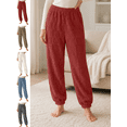 thumbnail image 1 of Women's Pajama Pants Heart Embossed Fleece Pant High Waisted Jogger Lounge Bottoms Warm Winter Sleepwear, 1 of 10