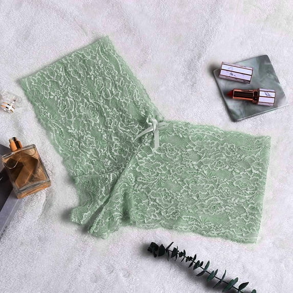 Women's Pajama Pants JIANLAI Sheer Floral Lace Pajamas Set High Waist Sleepwear Bra and Panty 2 Piece Nightwear (S-4XL) Green