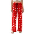 thumbnail image 1 of Women's Pajama Pants Lightweight Casual Comfy Palazzo Pants, Heart Print Sleepwear Loungewear Bottoms with Pockets,Deep Red,S, 1 of 6