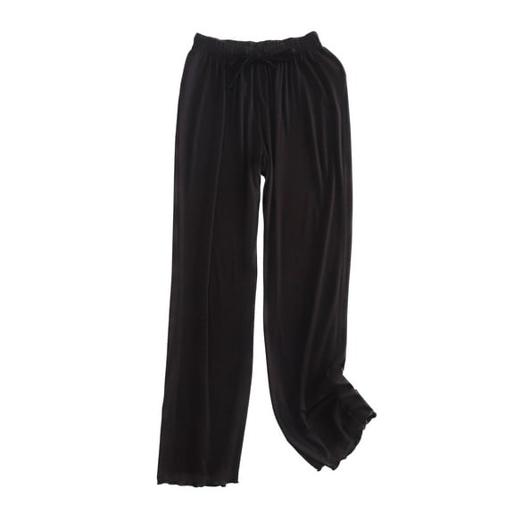 Women's Pajama Pants Lounge Pants Sleepwear Summer Long Pj Bottoms Straight Leg Soft Comfy Baggy Modal Casual Black 14