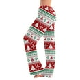 thumbnail image 1 of Women's Pajama Pants Sleepwear Casual Drawstring Elastic Waist Pants Comfy Straight Yoga Loose Trousers with Christmas Print, Fashionable Home Bottoms for Winter, Wine, 2XL, 1 of 7