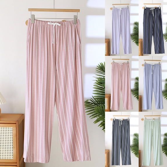 Women's Pajama Pants, Soft Modal Cotton Blend, Tie Waist with Side Pockets, Printed Full Length Loungewear, Casual Home and Outdoor | TruHer,Dark Gray XL