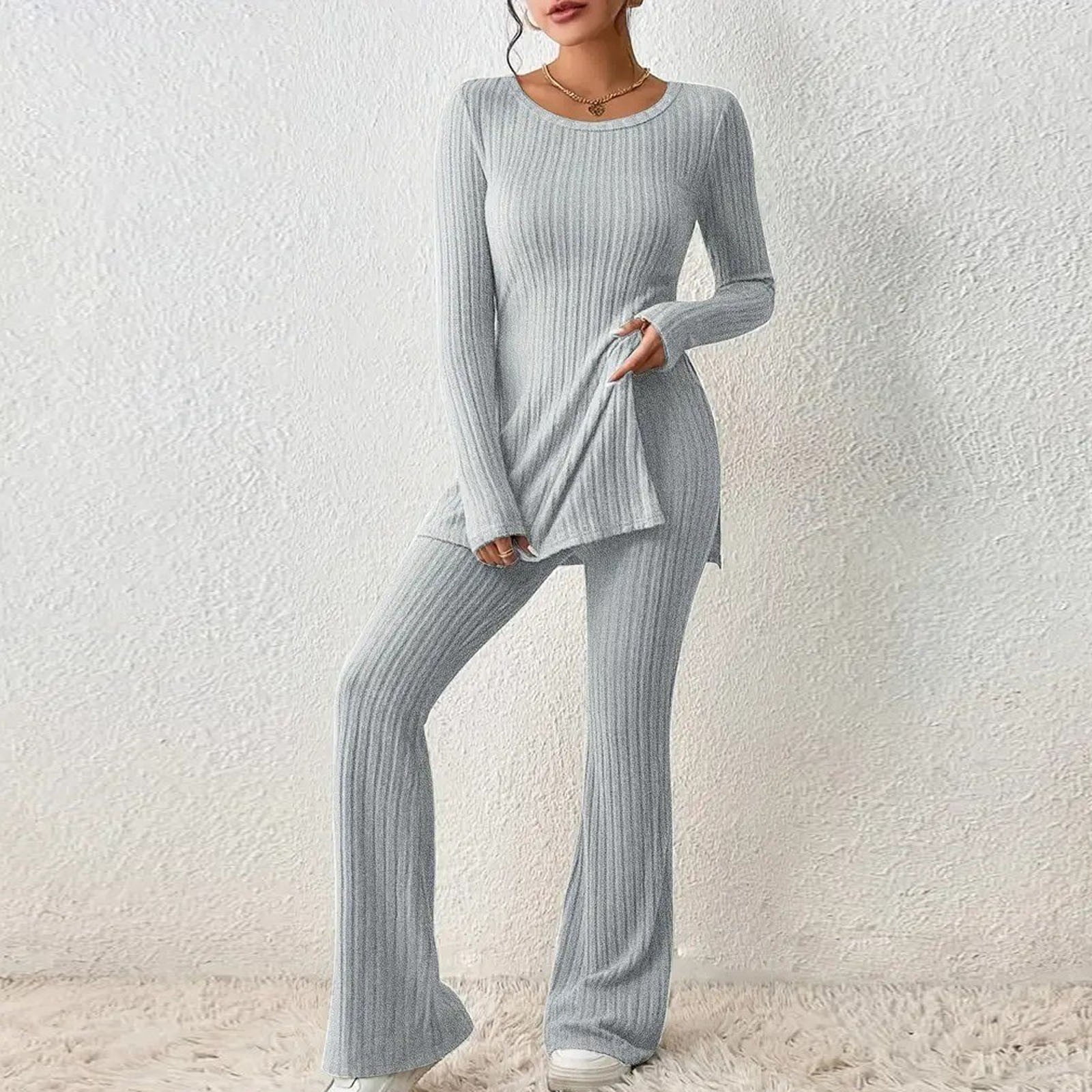 Real Essentials Women's Pajama Sets Ladies Soft Winter Fall Sleepwear  Pajamas Clothes Loungewear Long Sleeve Tops Pants Bottoms Warm Silky Pj  Sets, Set 3, Small, Pack of 2 at  Women's Clothing store