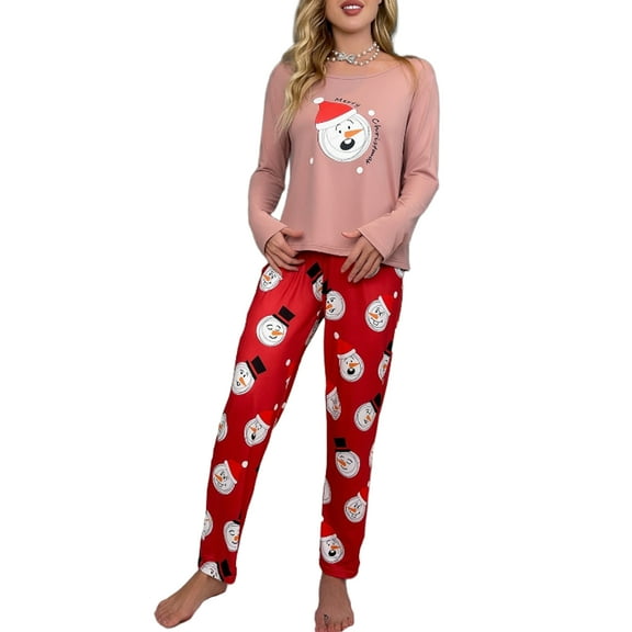 Women's Pajama Set Christmas Long Sleeve Top with Jogger Pants Lounge Sets Sleepwear Loungewear