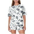 thumbnail image 1 of Women's Pajama Set Under $10 Short Sleeve And Shorts Casual Loose Printing Round Neck Short Sleeved Shorts Pajamas Suit, 1 of 5