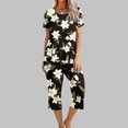 thumbnail image 1 of Women's Pajama Set Under $15 Short Sleeve Long Pants Casual Printed Sleeveless Round Neck Top Set, 1 of 5