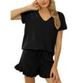thumbnail image 1 of Women's Pajama Set Cotton Sleepwear V-Neck Short Sleeve with Shorts Nightwear, 1 of 5
