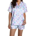 thumbnail image 1 of Women's Pajama Set Easter Cute Print Short Sleeve Button-Down Shirt & Shorts Set Light Blue L, 1 of 5