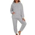 thumbnail image 1 of Women's Pajama Set Long Sleeve PJs 2 Piece Lounge Set Light Gray 6XL, 1 of 6