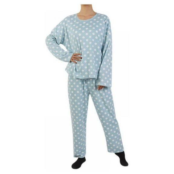Women's Pajama Set, Long Sleeve and Pants Sleepwear, Cute Polka Dot Print Nightwear Soft Pajamas, comfortable Lounge Set M-XXL,blue