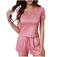 thumbnail image 1 of Women's Pajama Set Ruffle Sleeves Top and Short Soft 2 Piece Loungewear Set, 1 of 6