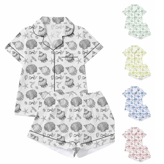 Women's Pajama Set Short Sleeve Top with Pants Soft Knit Sleepwear Loungewear