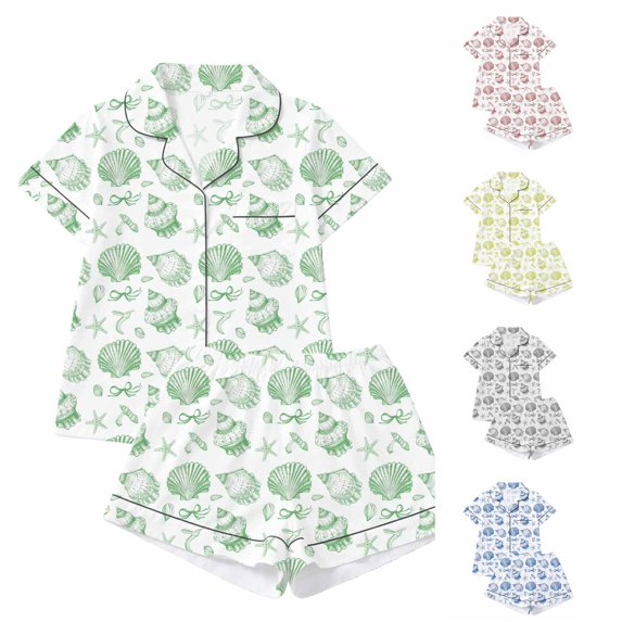Women's Pajama Set Short Sleeve Top with Pants Soft Knit Sleepwear Loungewear