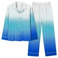 thumbnail image 1 of Women's Pajama Set Super-Soft Long Sleeve Blouse with Stretchy Wide Leg Pants Fashion Gradient Color Casual Sleepwear(Blue,M), 1 of 3