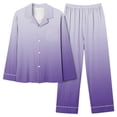 thumbnail image 1 of Women's Pajama Set Super-Soft Long Sleeve Blouse with Stretchy Wide Leg Pants Fashion Gradient Color Casual Sleepwear(Purple,XL), 1 of 3