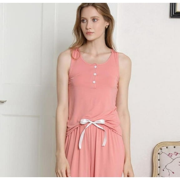 ebukurty Pajama Sets for Women 2 Piece Sleeveless Pink Loungewear, Sizes S-L