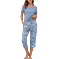thumbnail image 1 of Women’s Pajama Sets 2 Piece Pj Short Sleeve Top and Capri Pants Soft Comfy Lounge Sets Casual Loose Loungewear Sleepwear with Pockets for Spring Summer Fall (Available in Plus Size), 1 of 7