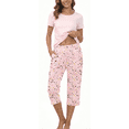 thumbnail image 1 of Women’s Pajama Sets 2 Piece Pj Short Sleeve Top and Capri Pants Soft Comfy Lounge Sets Casual Loose Loungewear Sleepwear with Pockets for Spring Summer Fall (Available in Plus Size), 1 of 6