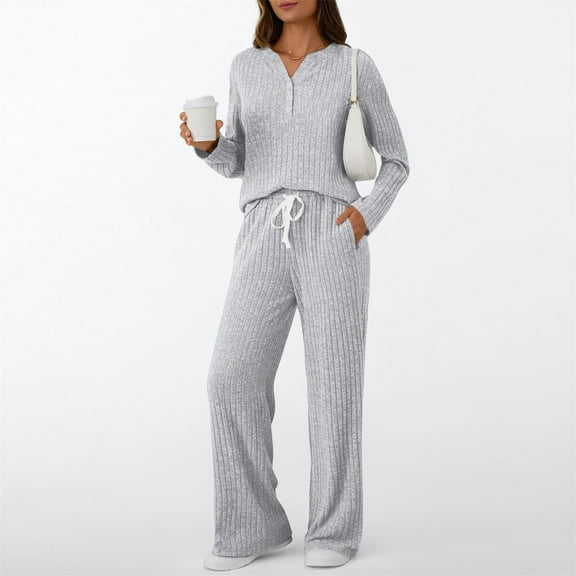 Women's Pajama Sets 2 Piece Sleepwear Lounge Set Long Sleeve Top & Matching Joggers
