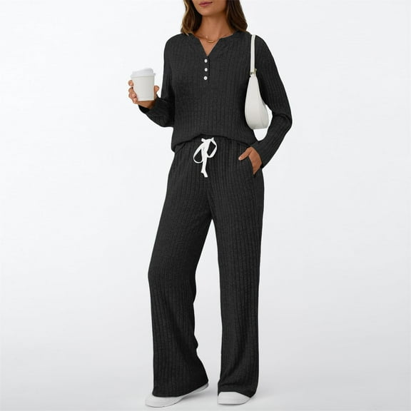 Women's Pajama Sets 2 Piece Sleepwear Lounge Set Long Sleeve Top & Matching Joggers