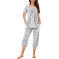 thumbnail image 1 of Women's Pajama Sets 2 Piece Summer Sleepwear Ladies Pjs Short Sleeve Capri Pant With Pockets, 1 of 9