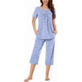 thumbnail image 1 of Women's Pajama Sets 2 Piece Summer Sleepwear Ladies Pjs Short Sleeve Capri Pant With Pockets, 1 of 9