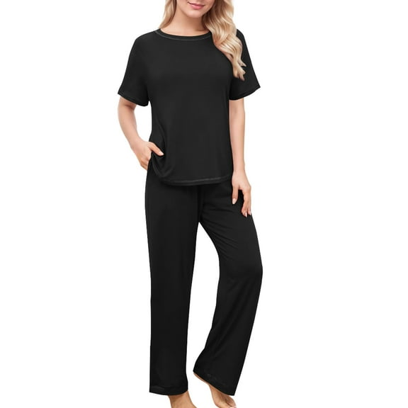 Women's Pajama Sets 2025 Casual Sets Short Sleeve Pajamas Soft Two-Piece Pajamas With Pockets