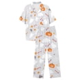 thumbnail image 1 of Women's Pajama Sets Breathable Halloween Fall Soft 2 Piece Sets Cute Pumpkin Short Sleeve Top With Long Pants Soft Pajama Set XXL Gray, 1 of 4