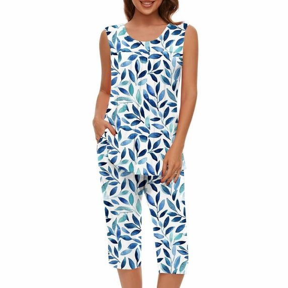 Women's Pajama Sets Plus Size Pajamas for Women Floral Printed Pj Set Loose Fitting Lounge Set 2 Piece Sleepwear