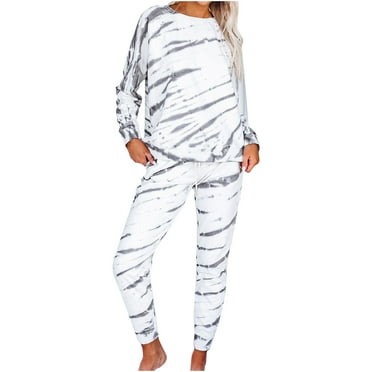 Women's Pajama Sets Fall 2 Piece Outfits Jogger Tracksuit Long Sleeve Top and Pants Sleepwear Loungewear Pjs Sets