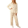 thumbnail image 1 of Women's Pajama Sets Floral Print Long Sleeve Button Down Shirts and Pants Outfits 2 Piece Soft Comfy Winter Warm Loungewear, 1 of 4